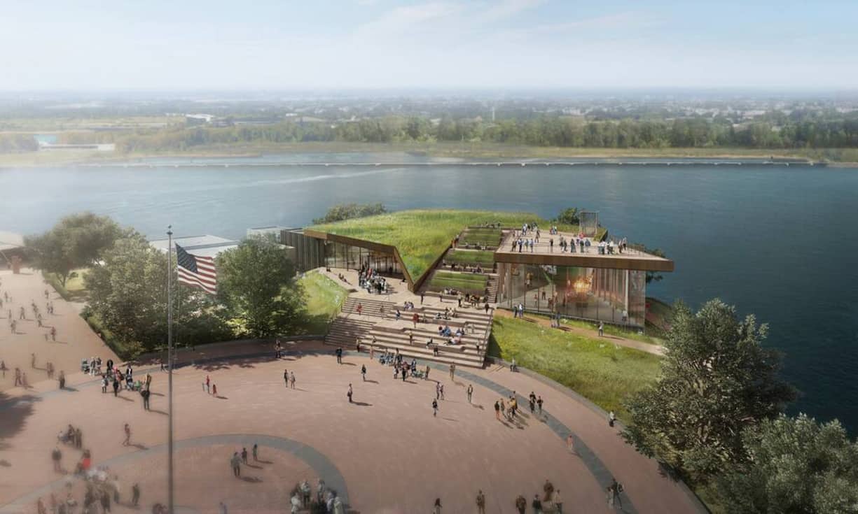 Von der grossen Terrasse auf dem mit Gras bewachsenen Dach werden die Gäste auf Manhattan blicken können.