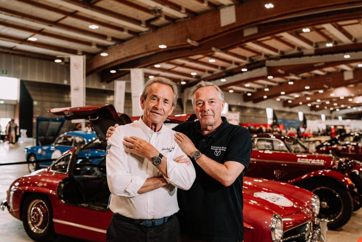 Die beiden Freunde fahren oft gemeinsam die Mille Miglia: Rennfahrerlegende Jacky Ickx (l.) und Chopard-Patron Karl-Friedrich Scheufele.