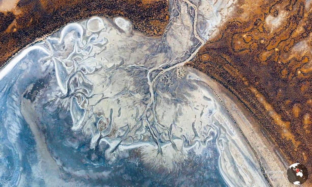 Kumarina, im Westen Australiens: Die Küstengegend sieht von oben bizarr aus.