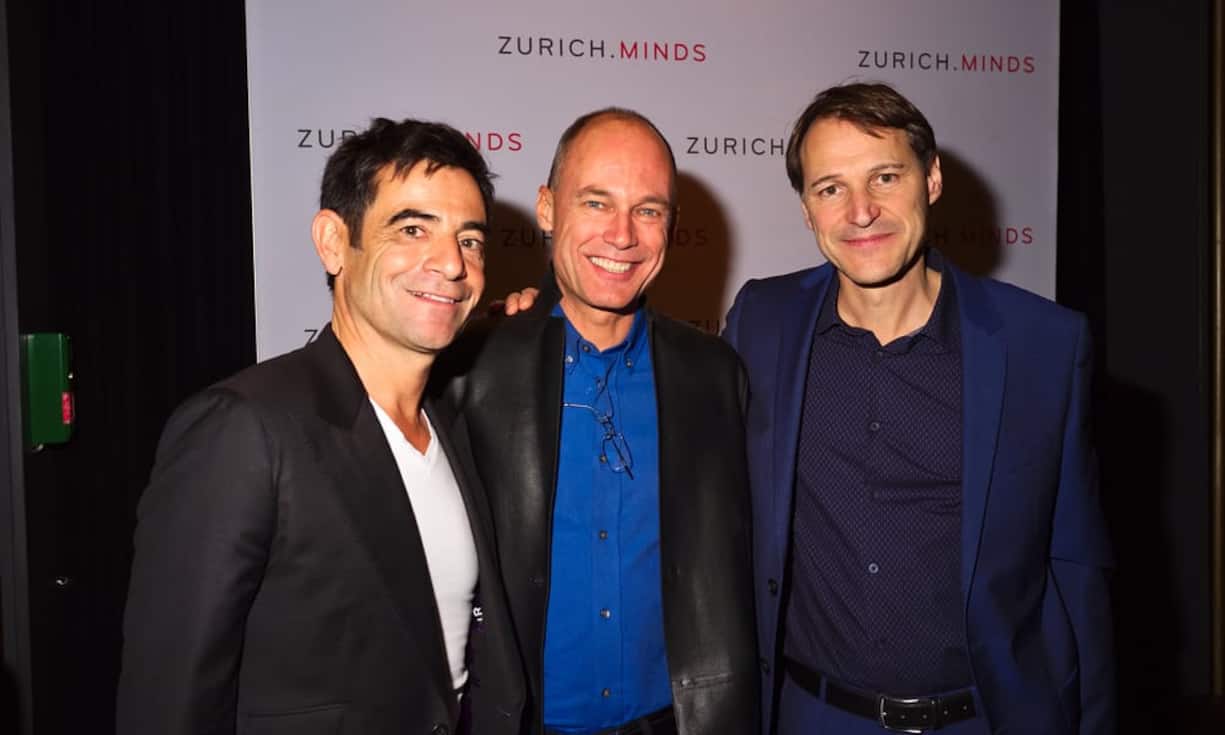 Schoscho Rufener, Member of the Board, Zurich Minds Foundation;
Bertrand Piccard, Psychiater, Wissenschafter und Abenteurer;
Rolf Dobelli, Gründer, Zurich Minds (v.l.)