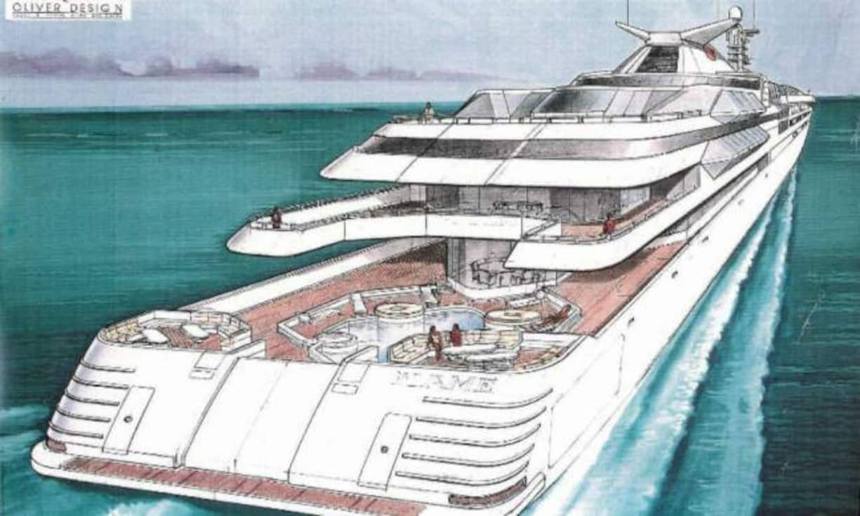 Die Yacht sollte einen Helikopterlandeplatz, Swimmingpool, Whirlpools....