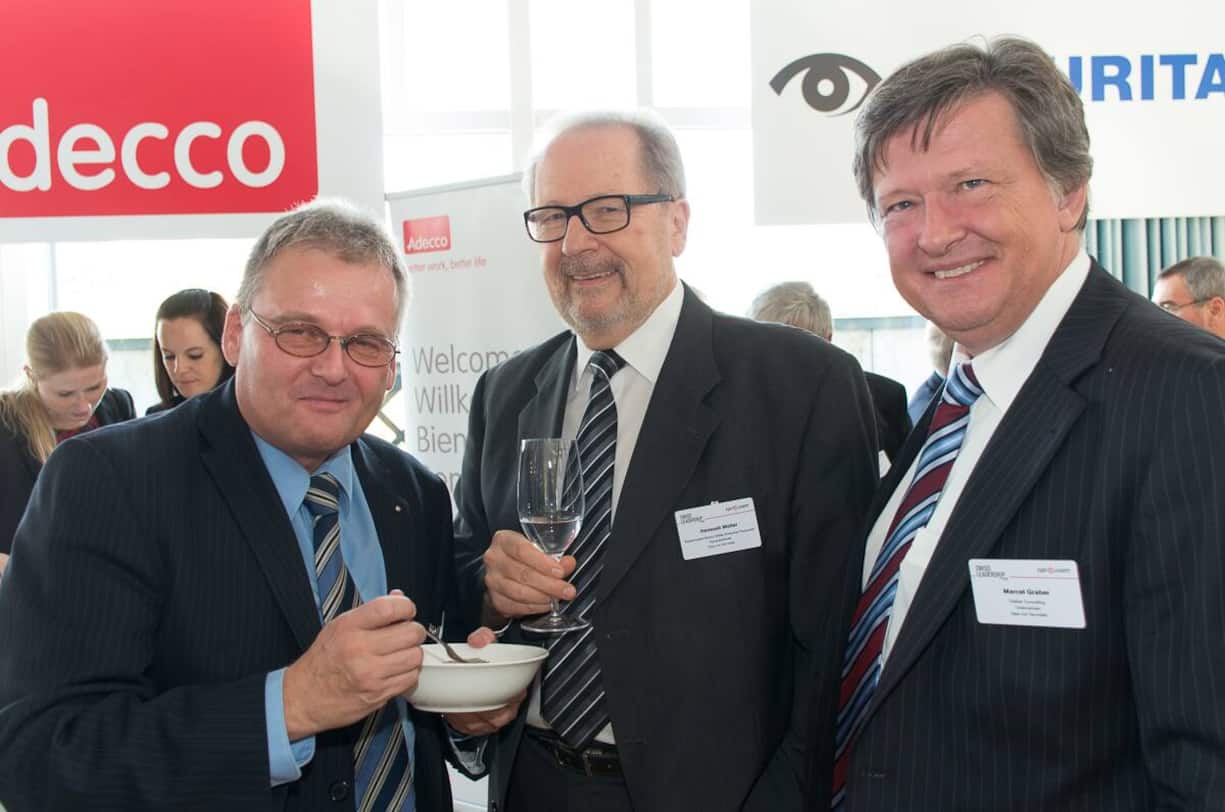 Christian Schmid, Verkaufsleiter, Securitas AG; Hansueli Müller, Generalsekretär, Regierungskonferenz Militär- Zivilschutz- Feuerwehr; Marcel Graber, Unternehmer, Graber Consulting