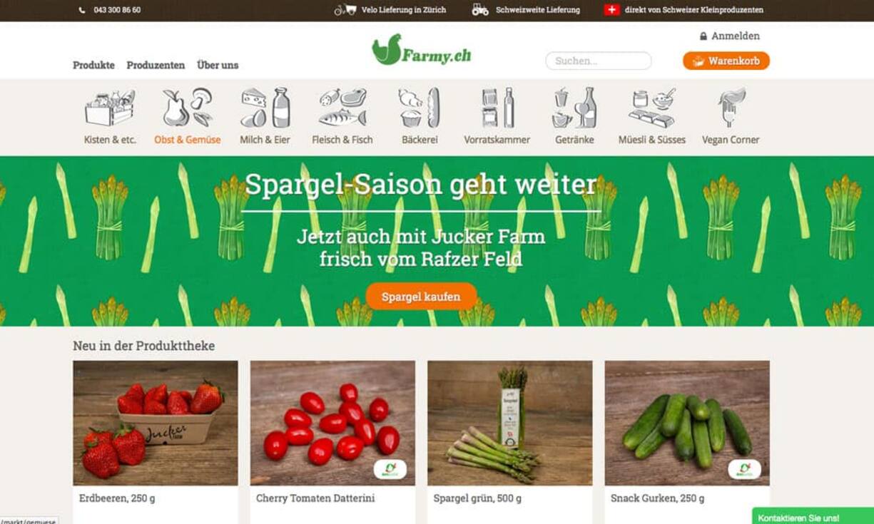 B2C  Body & Taste / Spezialkategorie: Newcomer Award / Spezialpreis: Startup 
farmy.ch
Gleich in drei Kategorien konnte der Newcomer Farmy überzeugen. So überzeugt das Konzept des Online-Hofladens, der den Konsumenten direkt mit dem regionalen Produzenten verbindet. Trotz der noch jungen Plattform ist die Umsetzung des Online-Auftrittes schlüssig gelungen.