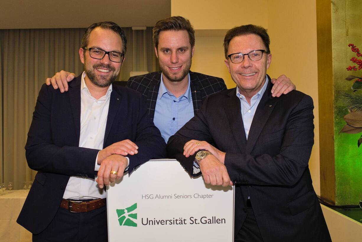 Daniel Knus, Geschaeftsfuehrer, HSG Alumni;Sven Corus, Head of Events & Relations, HSG Alumni;Urs Landolf, PrÃ¤sident HSG Alumni
