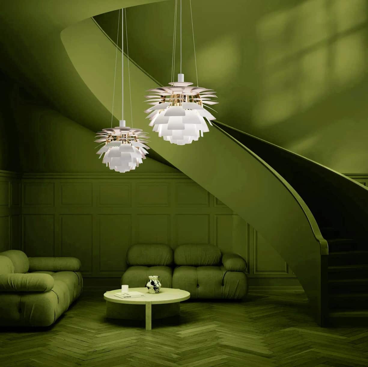 Die Artichoke-Lampe ist und bleibt ein Renner. Sie geht auf einen Entwurf von Poul Henningsen aus dem Jahr 1958 zurück. Dank ihren 72 Metallblättern in zwölf Reihen wird das Licht immer blendfrei abgegeben.