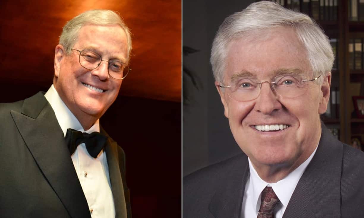 Die Brüder Charles (rechts) und David Koch, Besitzer von Koch Industries, liegen mit je 42 Milliarden Dollar auf dem geteilten vierten Platz.