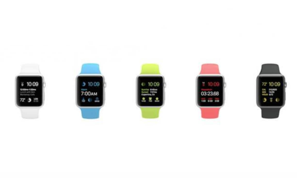 Verschiedene Farben sollen in den Verkauf kommen. Auf den ersten Blick fällt die Ähnlichkeit mit den Uhren von Swatch auf. screenshot apple.com