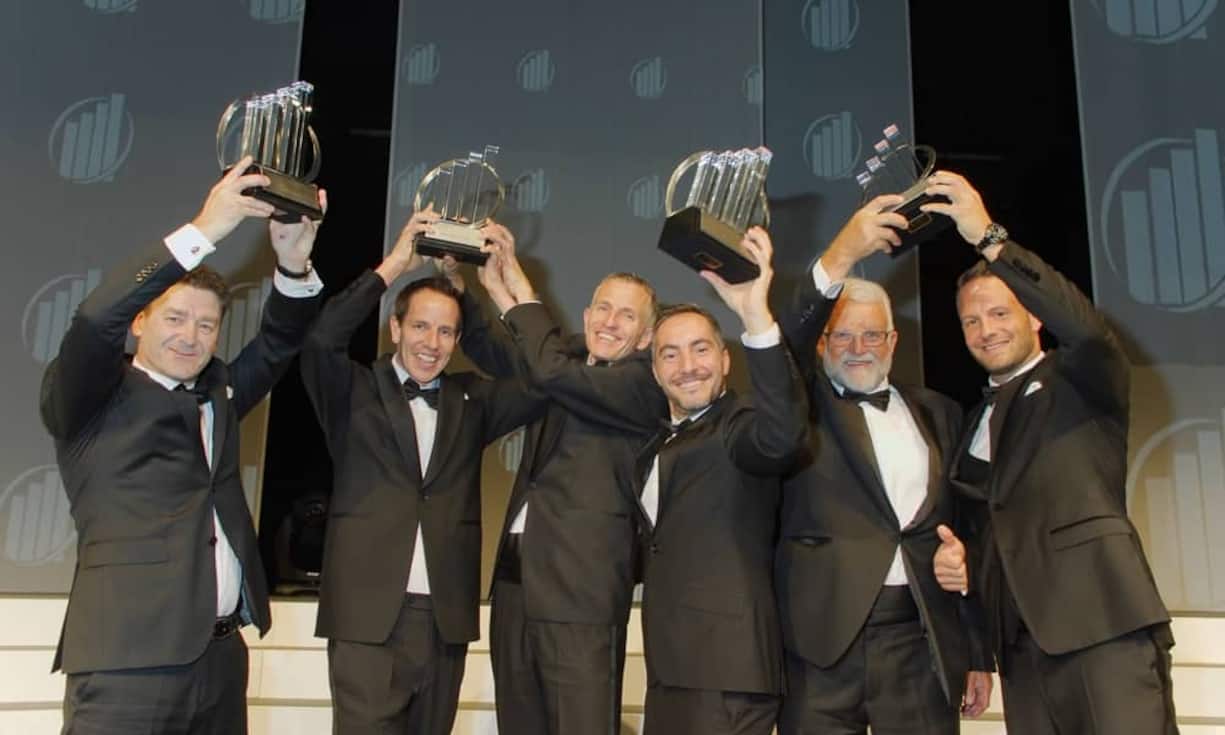Die Entrepreneurs of the Year 2014: Otto Hofstetter; Beat Jucker; Martin Jucker; Viktor Calabro; Hans Rüegg; Thomas Rüegg