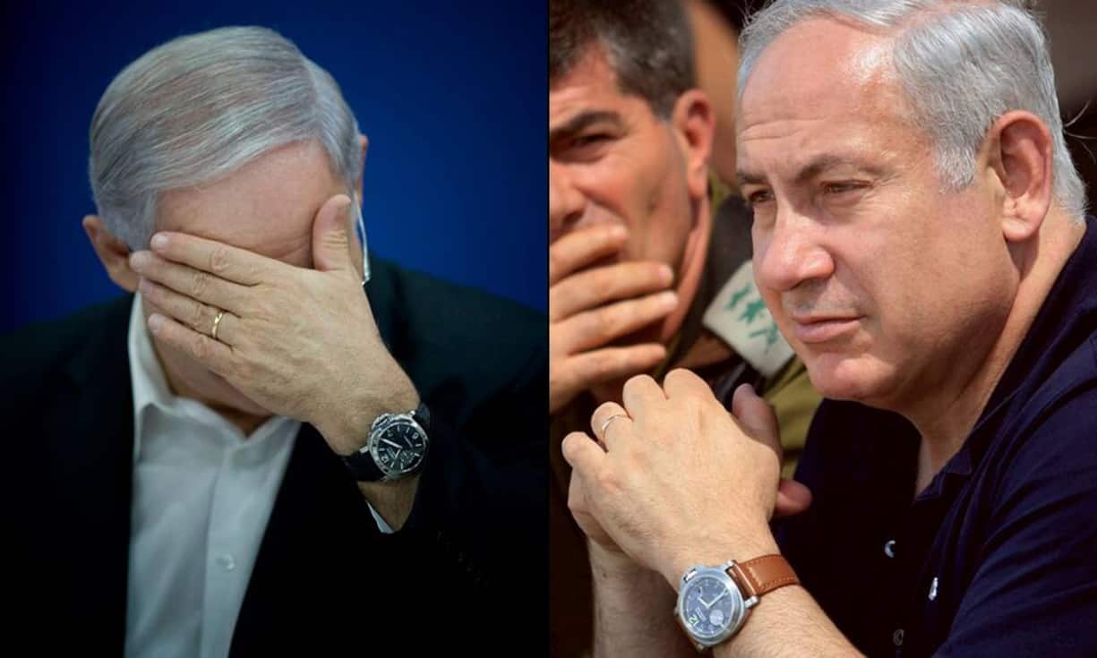 Israels Benjamin Netanjahu hat einen klare Linie – auch was die Armbanduhr betrifft. Die zwei Luminor-Modelle von Panerai sehen beide sehr ähnlich aus.