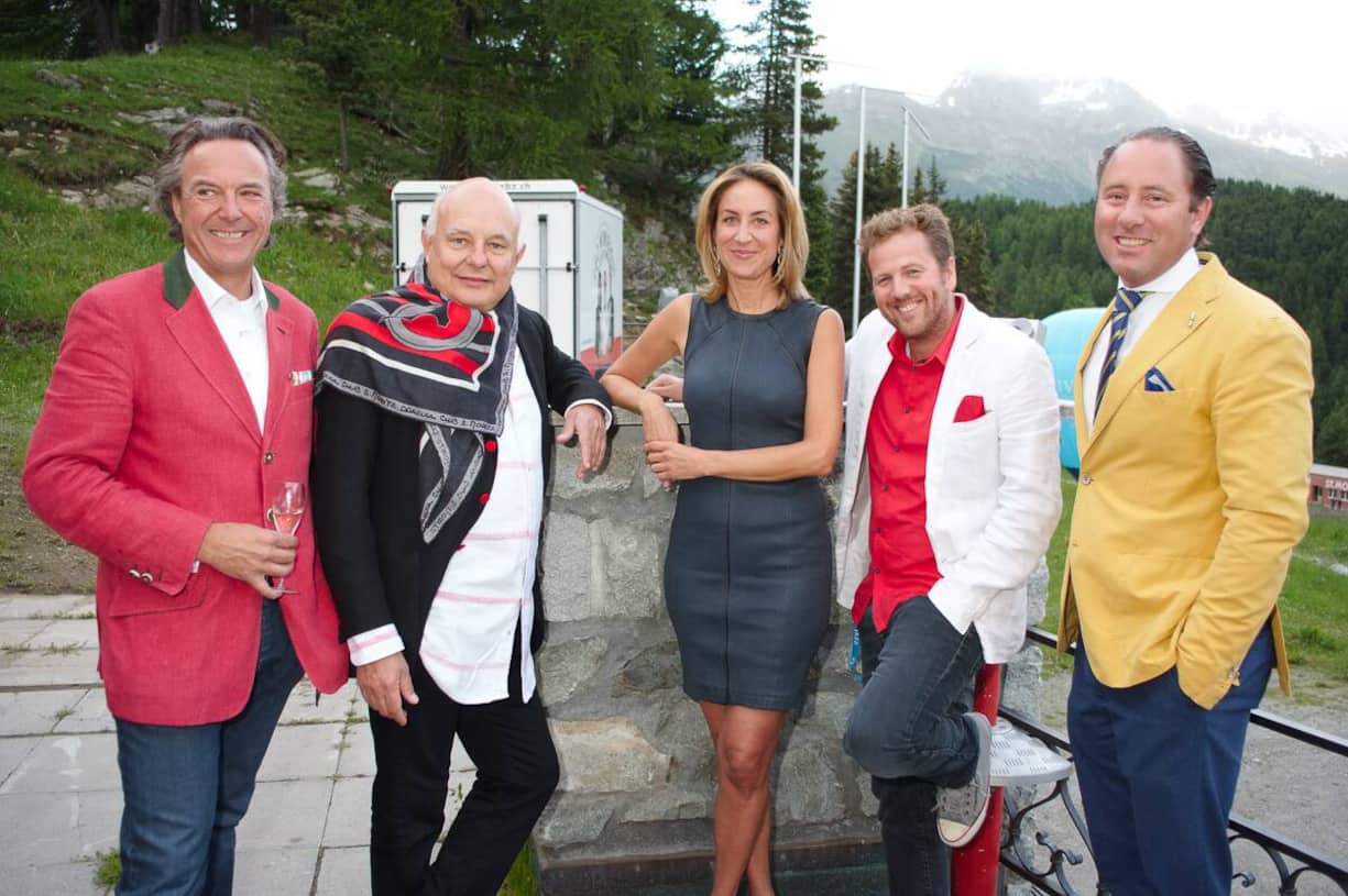 Reto Mathys, Koch; Rolf Sachs; Carolina Müller-Möhl; Christian Jott Jenny; Heinz Hunkeler, Direktor Kulm Hotel.