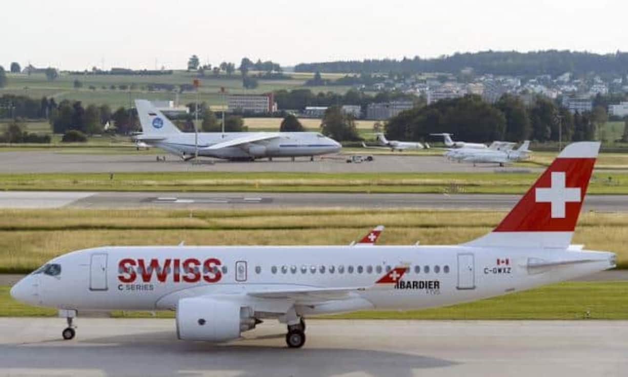 Kurz nach 19.15 Uhr setzte die Maschine vom Typ CSeries CS 100 zum ersten Mal auf der Landepiste im Zürich auf.