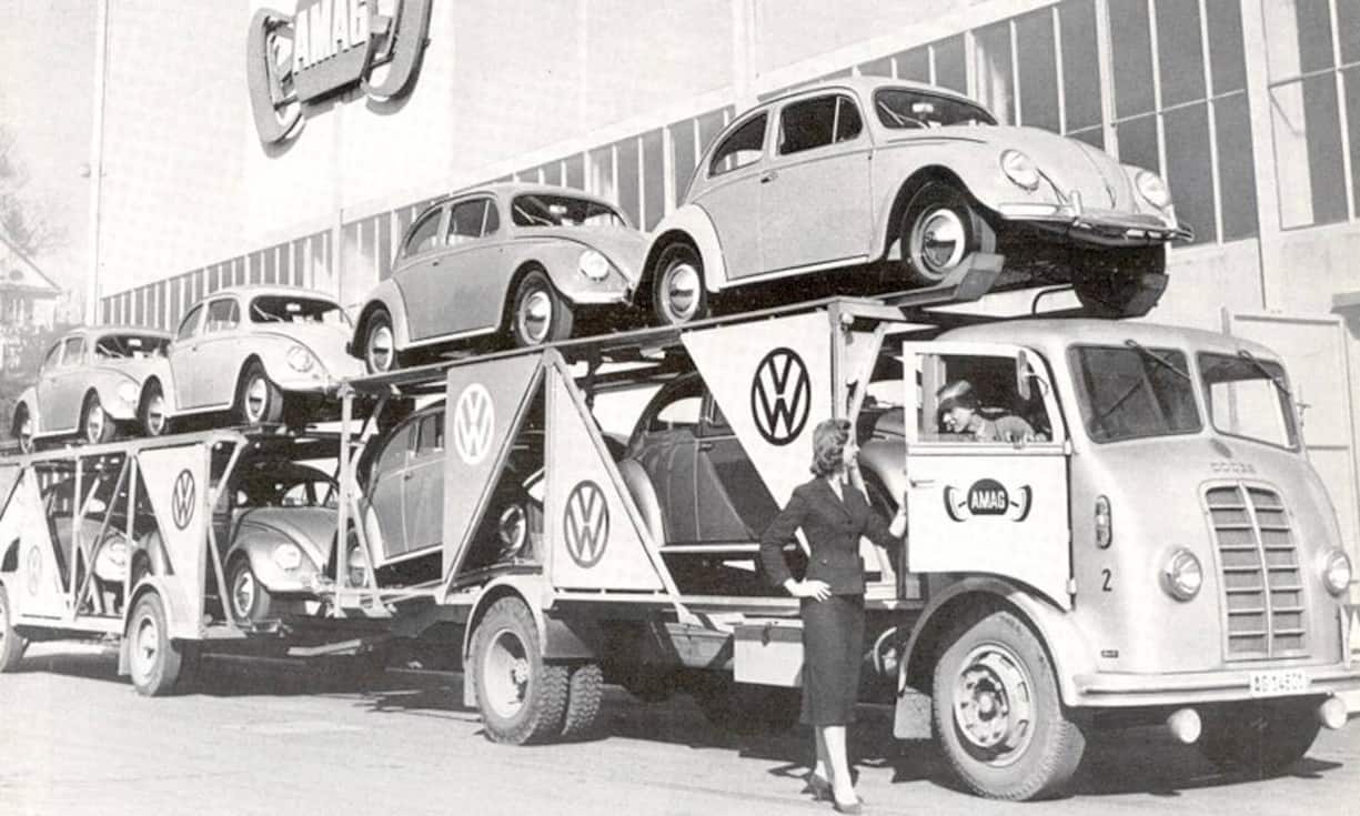 Haefner musste etliche Male nach Deutschland reisen, um die begehrten Volkswagen endlich in die Schweiz importieren zu können. Im Mai 1948 kamen die ersten 50 VW Käfer in die Schweiz, gefahren von fünfzig Werksangehörigen.