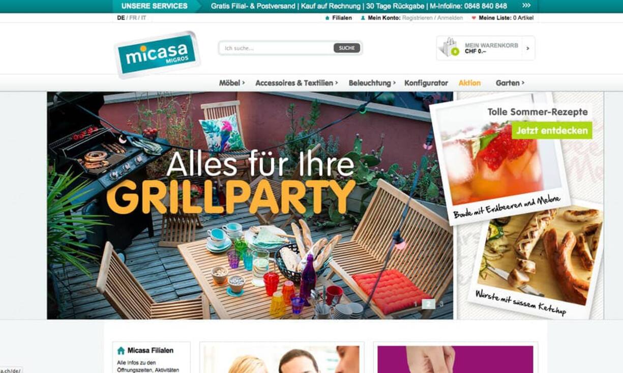 B2C - Home & Living 
micasa.ch
Angefangen von der Reichweite bis hin zur User-Experience und Funktionalität hat micasa.ch die Jury überzeugen können. Ausserdem hat micasa.ch die Suchfunktionvon allen Nominierten am besten gelöst.
