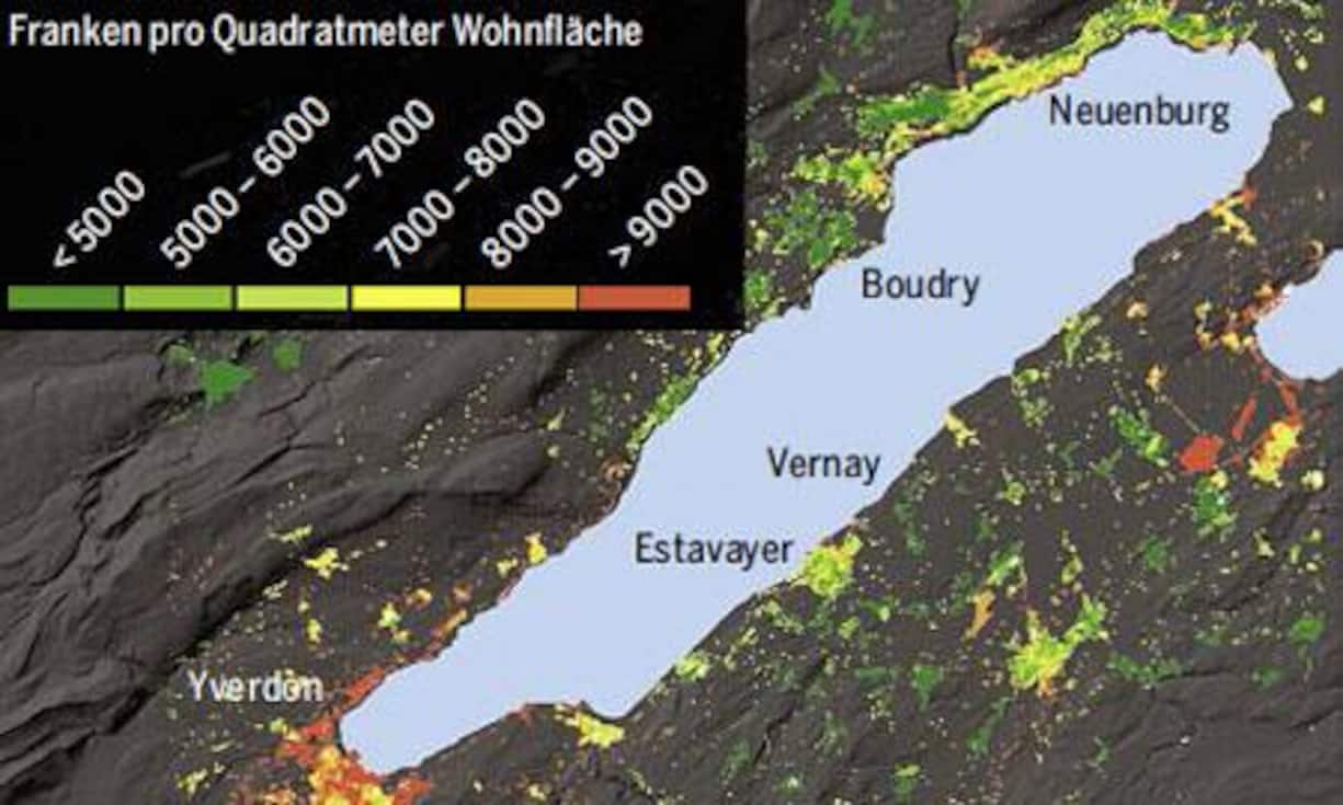 Vernay, Neuenburgersee (Quelle: Mikrolagen-Rating Wüest & Partner (Stand: Juli 2013), Kartengrundlage: Swisstopo)