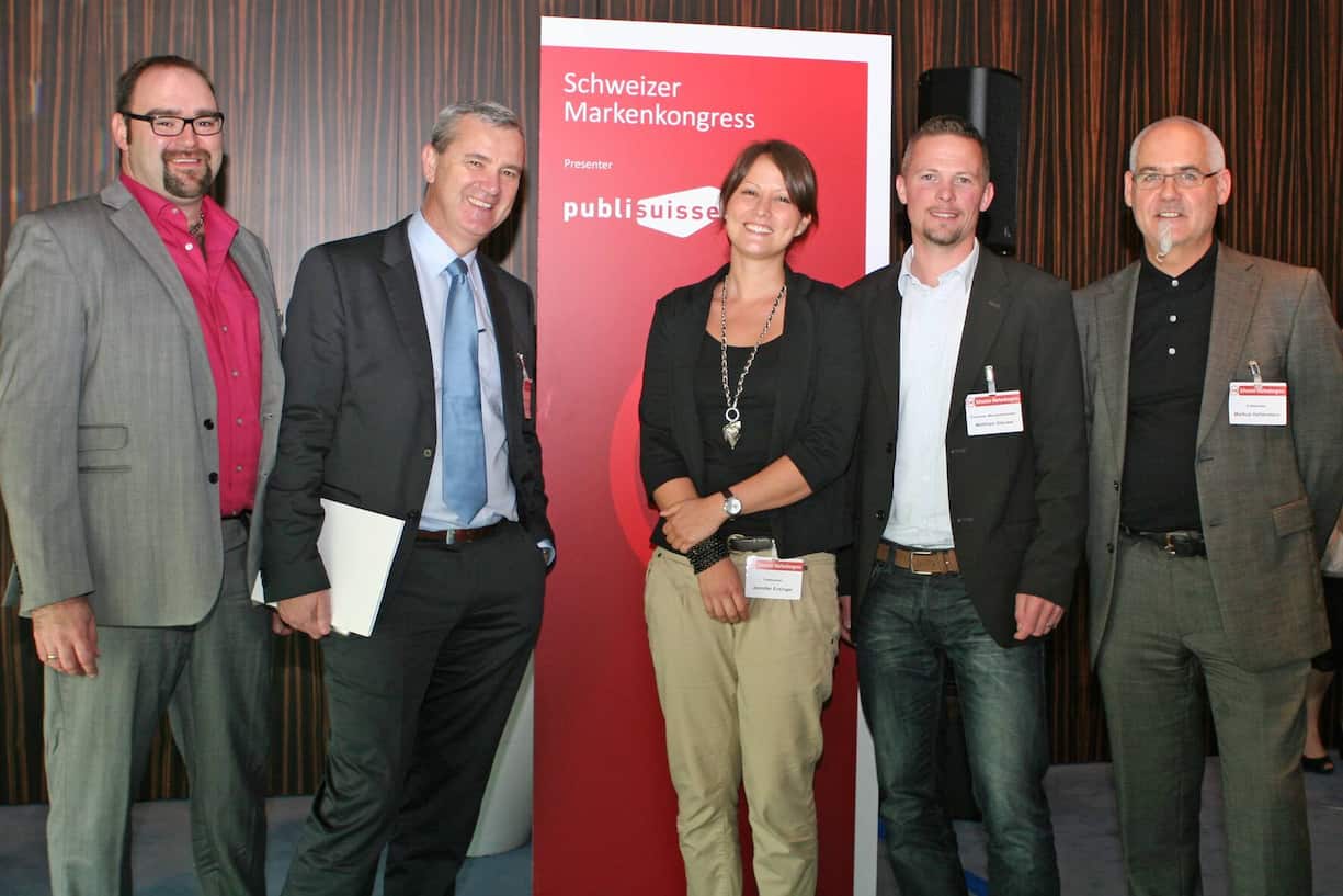 Roland Kopf, Leiter Research publisuisse, Manfred Tautscher, Geschäftsführer Sinus-Institut, Jennifer Ersinger, Projektmanagerin Verkaufssupport publisuisse, Matthias Glauser, Leiter Media swissmilk, 
Markus Hollenstein, Leiter Marketing publisuisse (v.l.n.r)