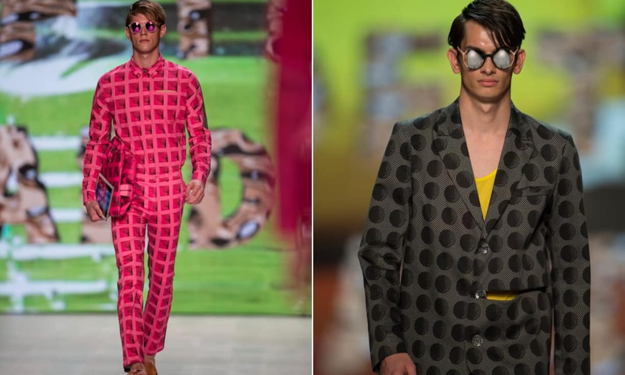 ...wie diese Kreationen in Pink und mit runden Kreisen mit gelben Kontrastelementen.