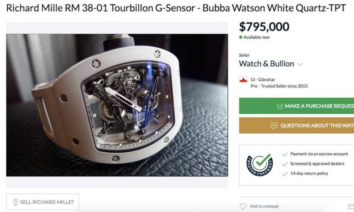 5. Richard Mille RM38-01 Tourbillon G-Sensor Bubba Watson
Die Golferuhr der Manufaktur aus Le Breuleux misst unter anderem die Wucht des Schlägerschwungs. Der US-Spitzengolfer Bubba Watson trägt seit 2011 Uhren von Richard Mille. Diese hier ist auf 50 Stück limitiert und kostet gut 800'000 Franken.