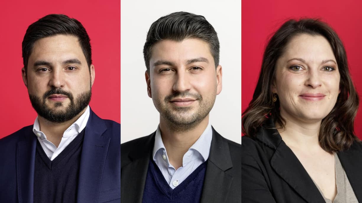 Cédric Wermuth (l.), Mattea Meyer, Fabian Molina.