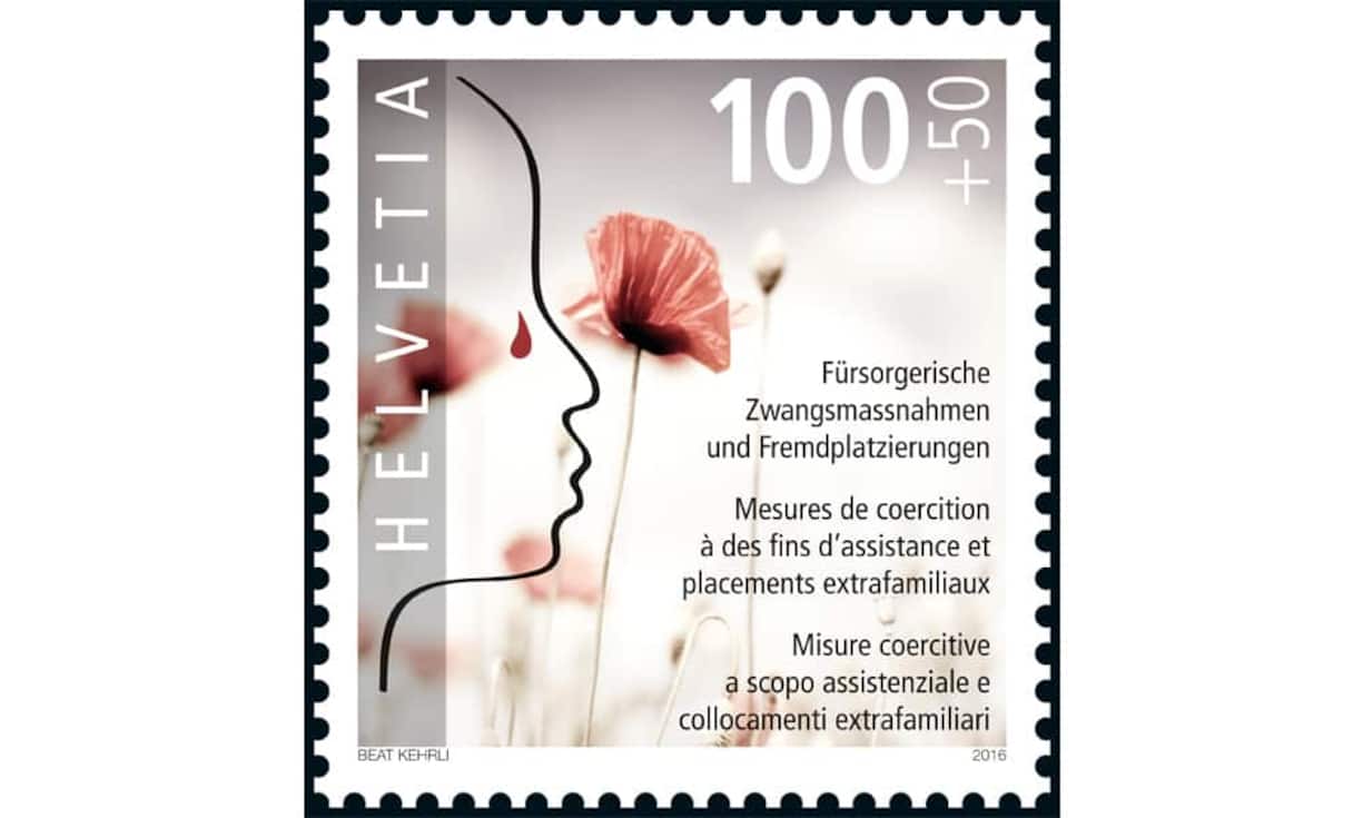 Die Schweizerische Post widmet den Verdingkindern eine eigene Briefmarke. Der Verkaufszuschlag von 50 Rappen fliesst an den Soforthilfefonds für Opfer von fürsorgerischen Zwangsmassnahmen und Fremdplatzierungen.