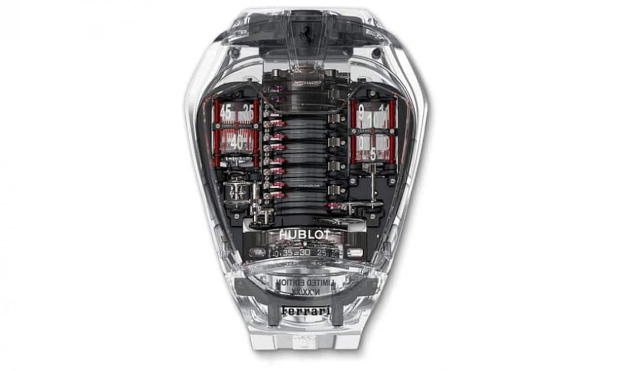9. Hublot MP-05 LaFerrari Sapphire
Hublots Hommage ans gleichnamige Auto von Ferrari kostet auf Chrono24 rund 450'000 Franken – im Vergleich zum Supersportler (Preis rund 1,5 Millionen Franken) ist die Uhr ein Schnäppchen.