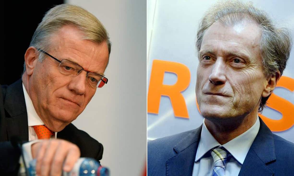 Coop-Präsident Hansueli Loosli (l.) und Migros-Chef Herbert Bolliger lancierten eigene Billiglinien und senkten die Preise, bevor Aldi in der Schweiz startete.