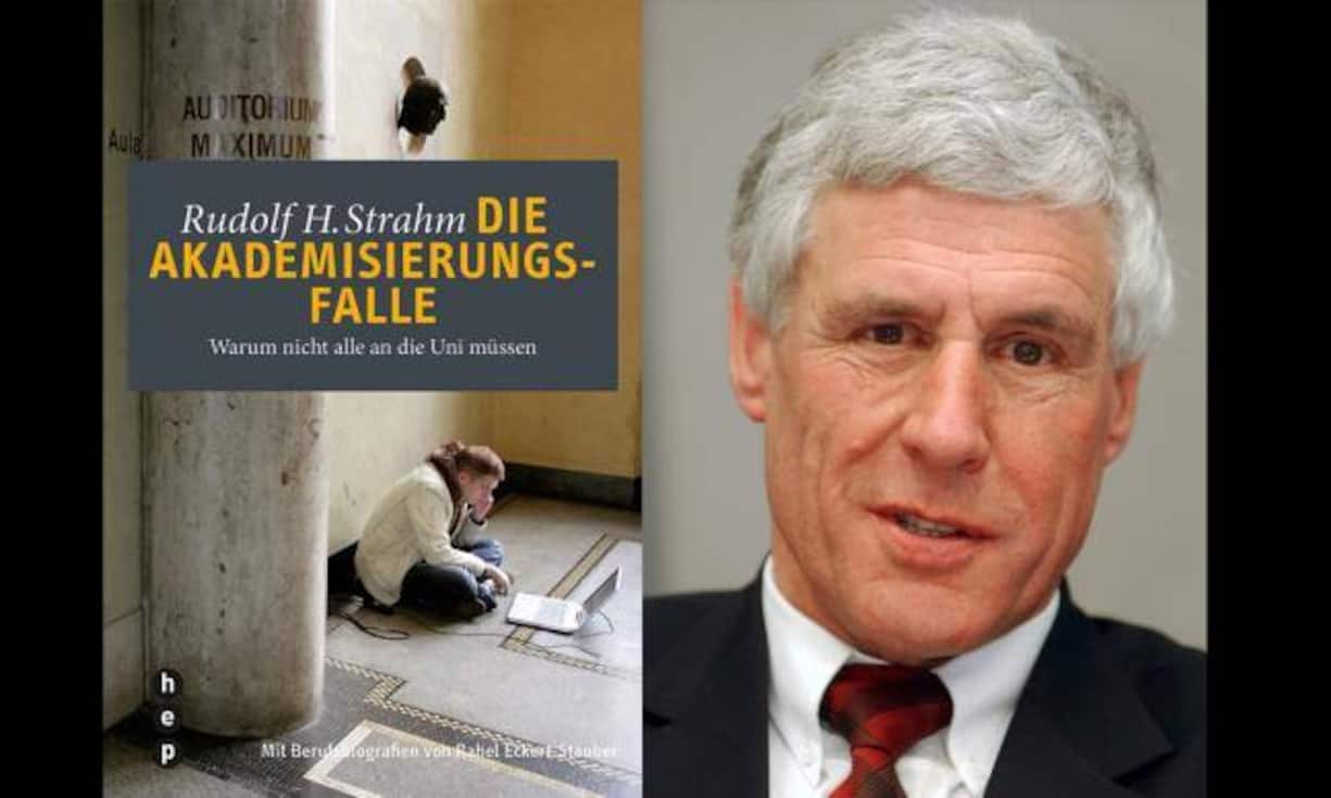 Rang 8: «Die Akademisierungsfalle» von Rudolf Strahm
Der bekannte Ökonom und Bildungspolitiker Rudolf H. Strahm beschreibt in seinem Buch die Probleme, die aus einer arbeitsmarktfernen akademischen Ausbildung entstehen.
ISBN: 978-3035500172, Umfang: 240 Seiten, Verlag: Dummy Verlag, Preis: 37.90 Franken