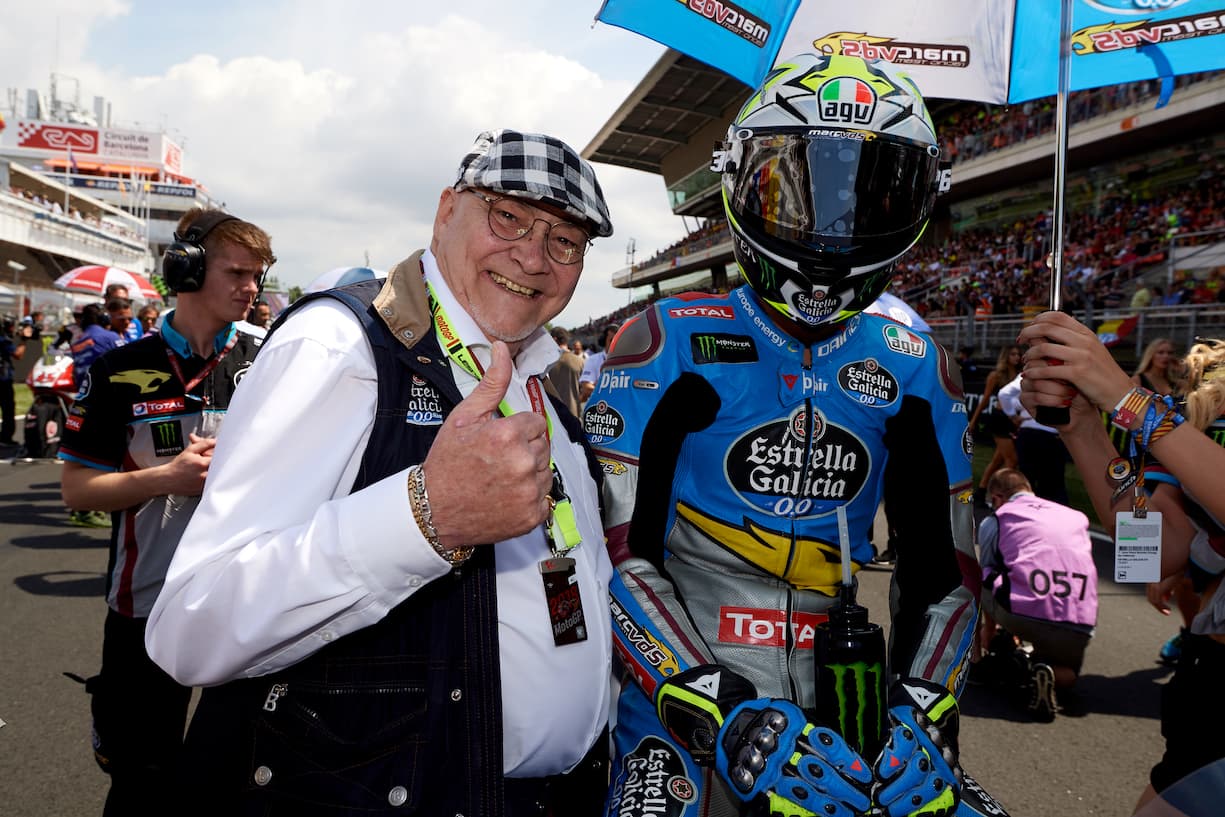 Joan Mir (36) of Spain and Eg 0,0 Marc VDS Kalex and Marc Van der Straten during the race day of the Gran Premi Monster Energy de Catalunya, Circuit of Catalunya, Montmelo, Spain. 17th June of 2018. (Photo by Jose Breton/NurPhoto via Getty Images)