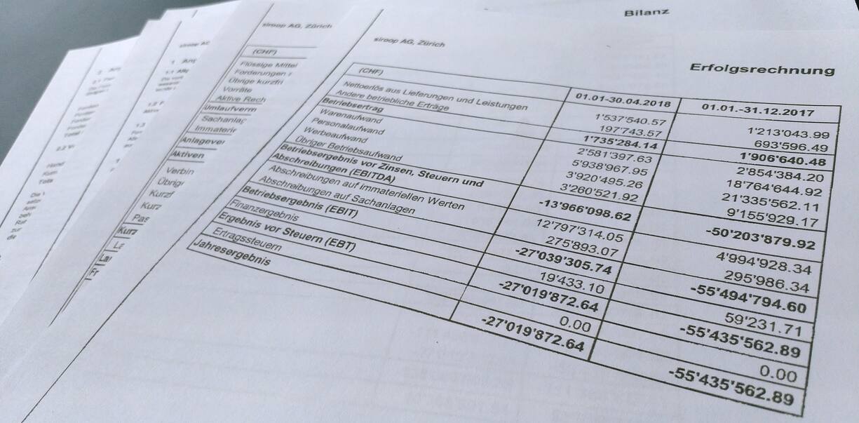 Beim Handelsregister Basel-Stadt hinterlegte Unterlagen: Jahresverlust 2017 von 55 Millionen Franken. 