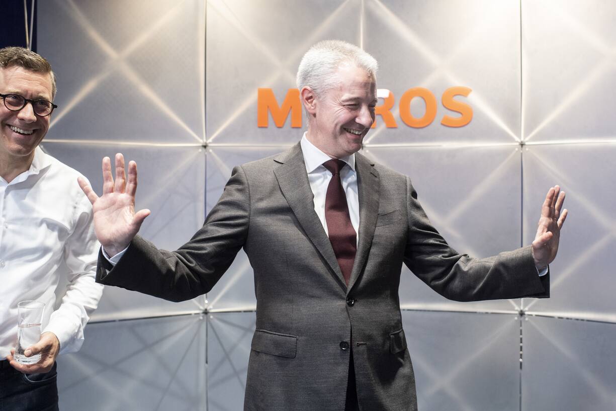 Fabrice Zumbrunnen, Praesident der Generaldirektion des Migros-Genossenschafts-Bundes spricht an einer Medienkonferenz anlaesslich dem geplanten Verkauf der vier Tochterunternehmen (Globus, Gries Deco Gruppe (Depot), Interio und m-way), aufgenommen am Donnerstag, 27. Juni 2019 in Zuerich. (KEYSTONE/Ennio Leanza)