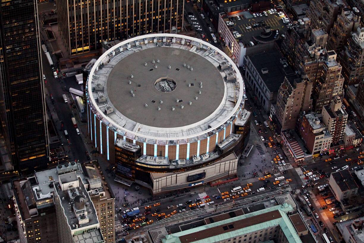 NEW YORK, NY - DECEMBER 30:  Madison Square Garden photographed from above on December 30, 2014 in New York City.  (Photo by Alex Trautwig/Getty Images)