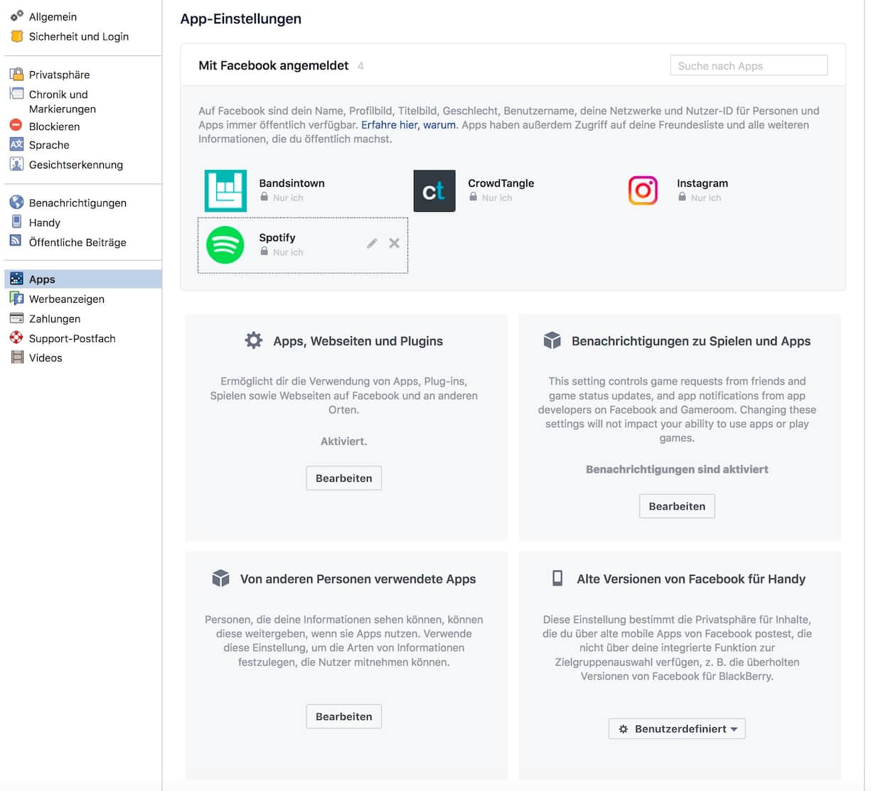Facebook Einstellungen