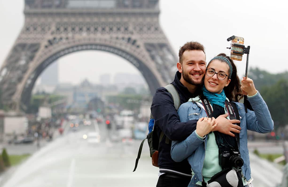 Selfie vor dem Eifelturm in Paris