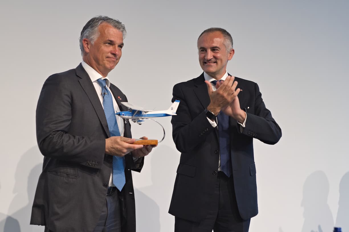 Sergio Ermotti, UBS, abtretender Präsident AMCHAM;Silvio Napoli, Schindler AG, neuer Präsident AMCHAM ab 2019