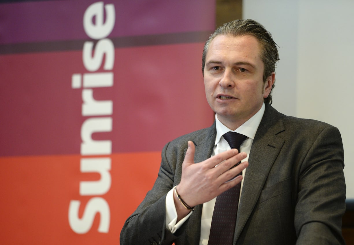 Andre Krause, CFO Sunrise, referiert anlaesslich der Bilanzpressekonferenz des Telekommunikationsunternehmens, am Donnerstag, 26. Maerz 2015, in Zuerich. (KEYSTONE/Steffen Schmidt)