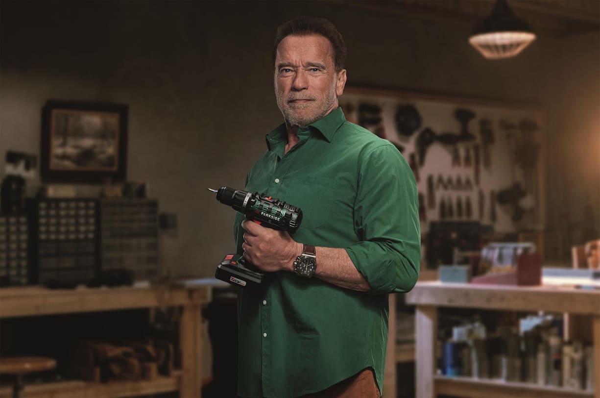 <p>Arnold, der Heimwerker: Die Hollywood-Legende Arnold Schwarzenegger macht Werbung für die Werkzeuge der Lidl-Eigenmarke Parkside.</p>