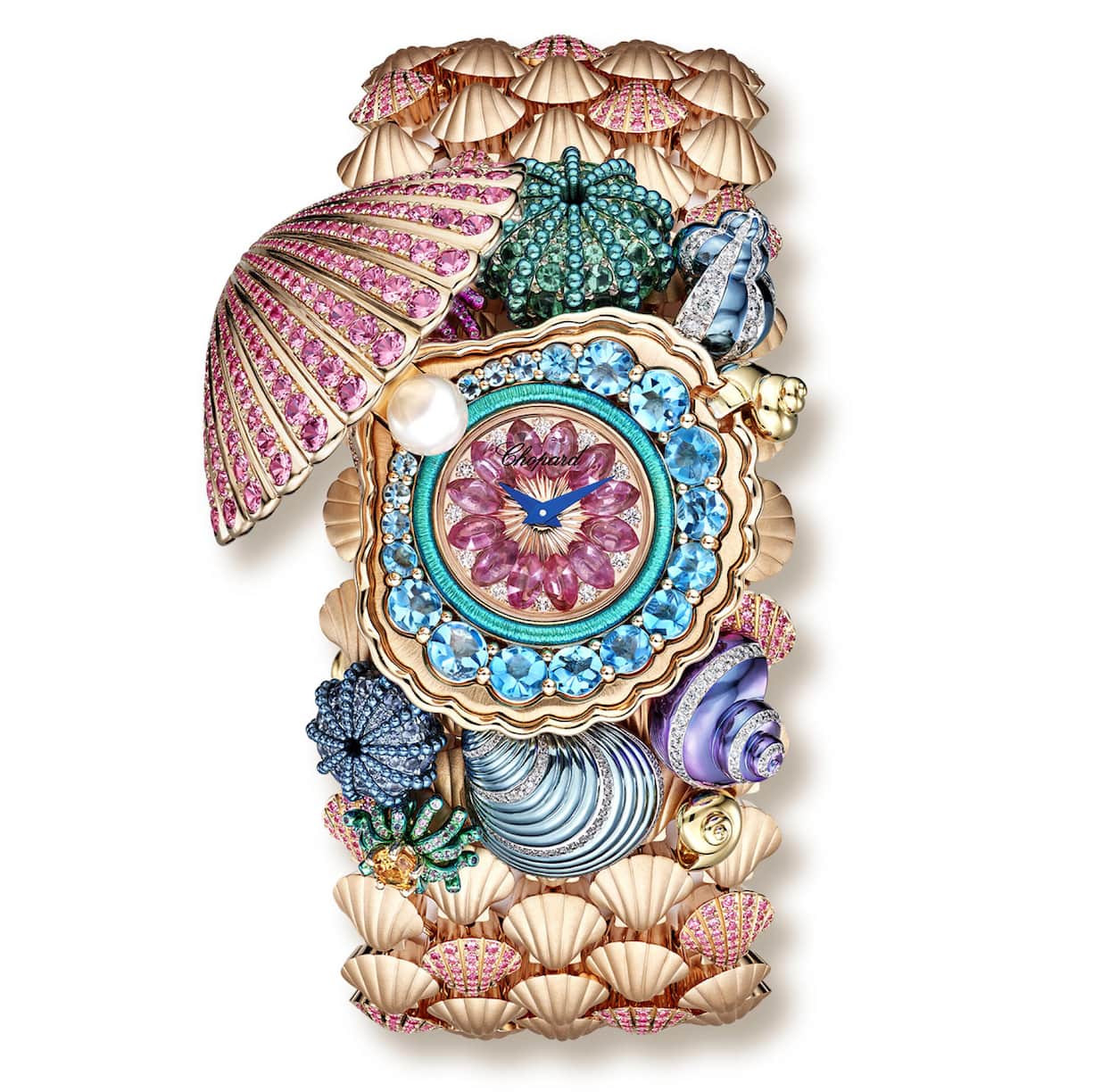 <p>Muscheln vom Strand und die Leichtigkeit der Karibik waren die Inspiration für die preisgekrönte Laguna High-Jewellery Secret Watch von Chopard.</p>