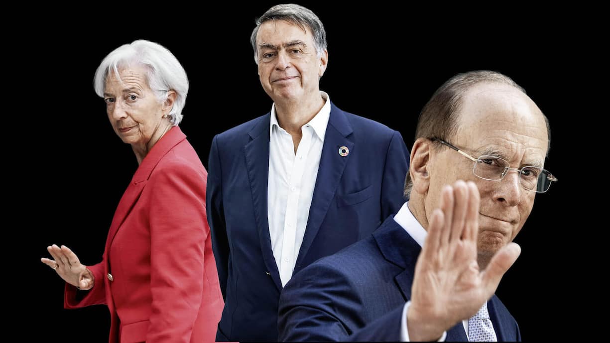 <p>EZB-Chefin Christine Lagarde soll 2027 das WEF-Präsidium übernehmen. Roche-Vizepräsident André Hoffmann (Mitte) und Blackrock-Gründer Larry Fink lösen interimistisch Peter Brabeck ab.</p>