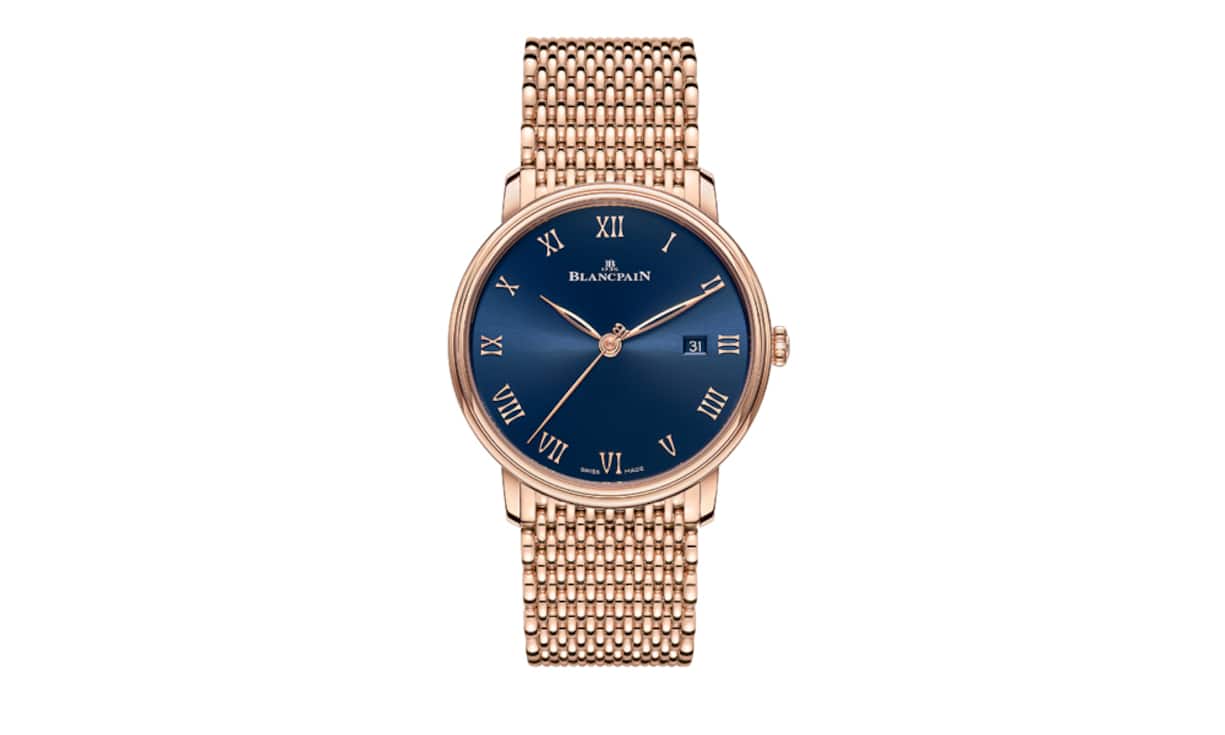 Blancpain: Die Villeret Ultraplate mit dem Automatikwerk 1151 erstmals in Rotgold und mit tiefblauem Zifferblatt. 