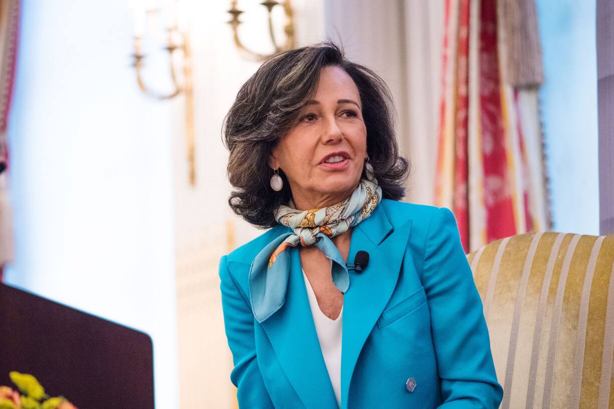 Ana Botin, executive chairman of Banco Santander SA, speaks during an Economic Club of New York event in New York, U.S., on Monday, Oct. 7, 2019. Since becoming Executive Chairman in 2014, Botin has led a cultural and commercial transformation of the bank, which serves more than 142 million customers across Europe and the Americas. Photographer: Tiffany Hagler-Geard/Bloomberg
