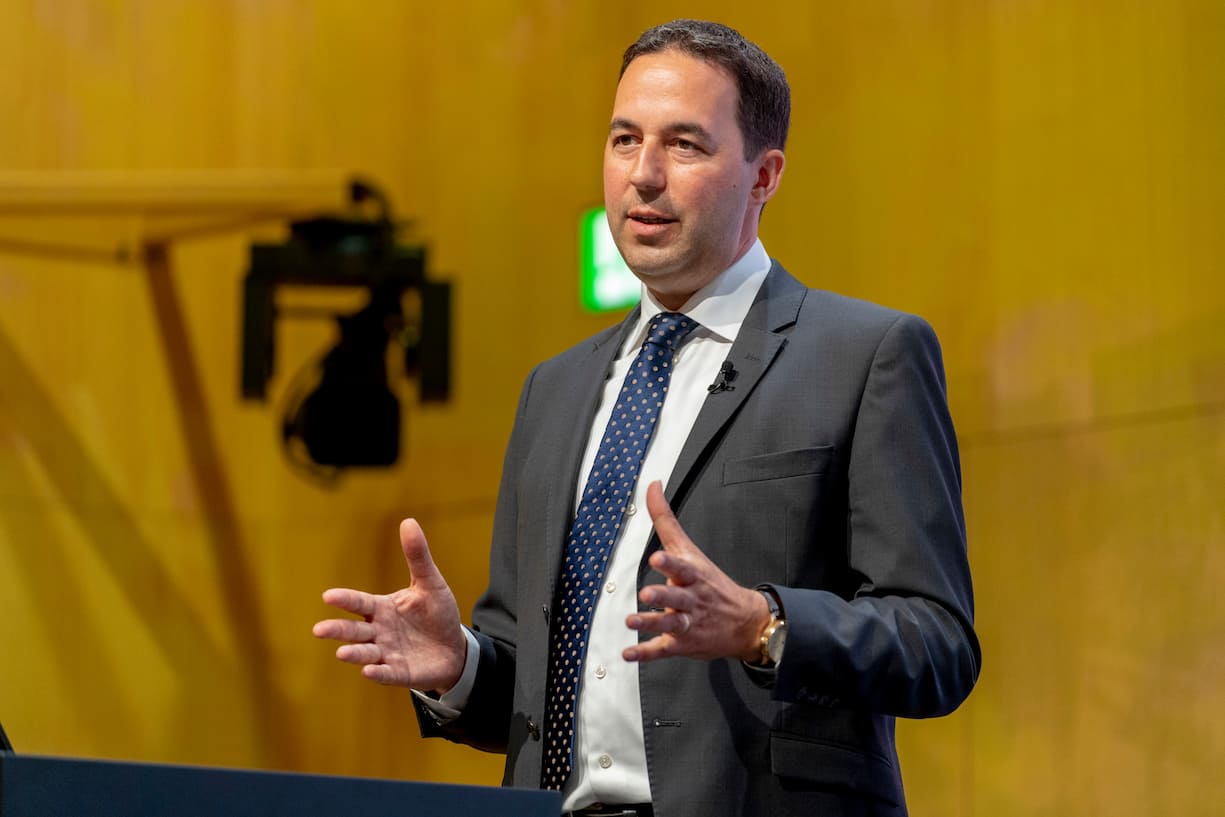 Christian Mumenthaler Group CEO Swiss Re waehrend der Bilanzmedienkonferenz der Swiss Reinsurance Company Ltd (Swiss Re) am Freitag, 3. August 2018, in Zuerich (PPR/Nick Soland)