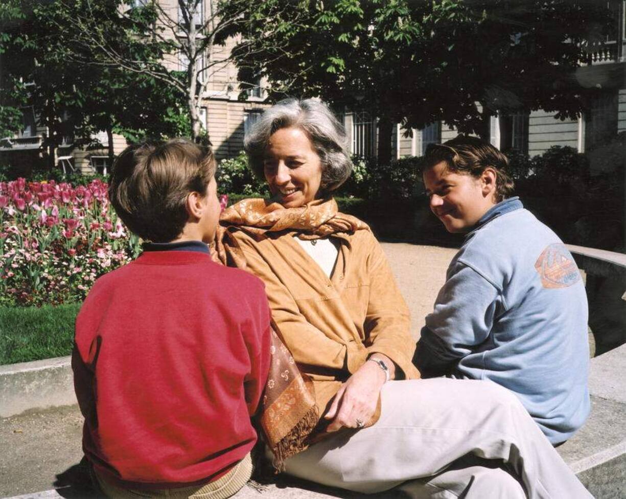Christine Lagard, damals noch Anwältin bei Baker & Mckenzie, mit ihren Söhnen Tom und Pete. 