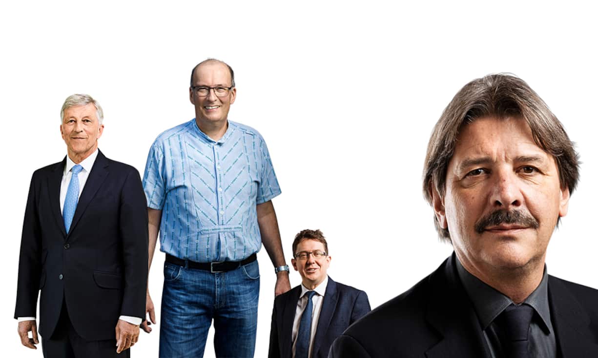 Rolf Dörig, Swiss-Life-Präsident und enttäuschter «Freund der FDP», Bauernpräsident und Agrarprotektor Markus Ritter, Gewerkschaftspräsident und Gesprächsverweigerer Paul Rechsteiner und SVP-Chef Albert Rösti (v.l.).