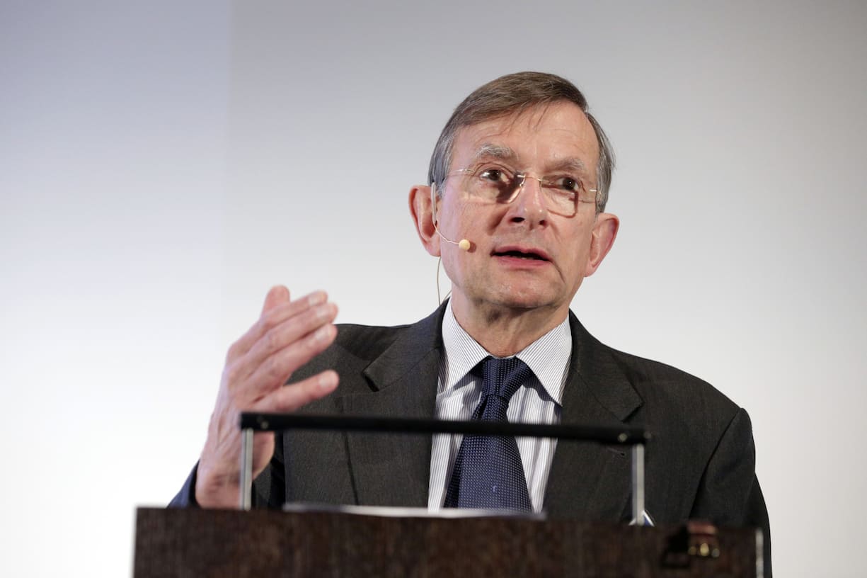 Jeroen van der Veer, chairman of the supervisory board at Royal Philips NV, gestures as he speaks during the Europe-Iran Forum in Zurich, Switzerland, on Tuesday, May 3, 2016. The U.S., Russia and European countries in January lifted a series of economic sanctions in exchange for Iran's agreement to curb its nuclear activities. Photographer: Matthew Lloyd/Bloomberg *** Local Caption *** Jeroen van der Veer
