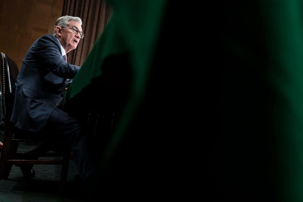 WASHINGTON, DC - FEBRUARY 12: Federal Reserve Board Chairman Jerome Powell testifies during a hearing on "The Semiannual Monetary Policy Report to the Congress," in front of the Senate Banking, Housing and Urban Affairs Committee in the Dirksen Senate Office Building on February 12, 2020 in Washington, DC. (Photo by Sarah Silbiger/Getty Images)