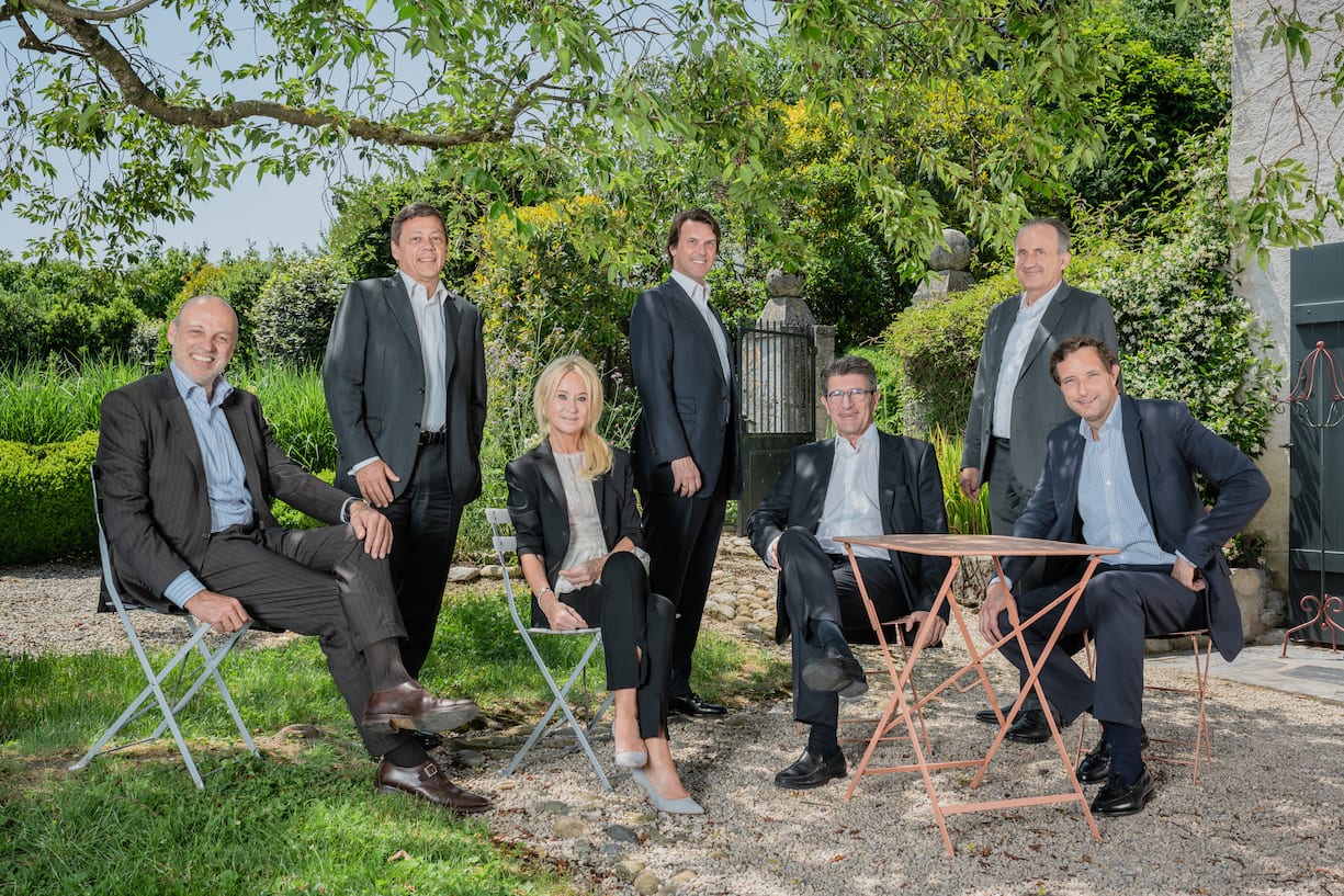 Lombard Odier: Die sieben geschäftsführenden Teilhaber, Denis Pittet, Alexandre Zeller, Annika Falkengren, Hubert Keller, Patrick Odier, Christophe Hentsch und Frédéric Rochat (v.l.).