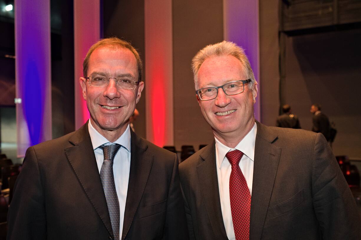 Marcel Rohner, Präsident VAV, Vereinigung Schweizerischer Assetmanagement- und Vermögensverwaltungsbanken; Yves Mirabaud, Präsident, Vereinigung Schweizerischer Privatbanken