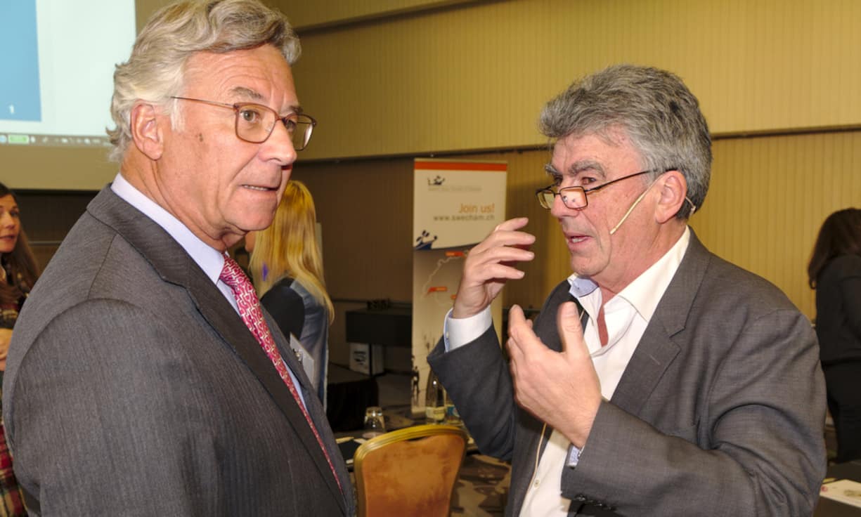 Hans Ueli Märki, Präsident, SSCC; Patrick Aebischer, alt Präsident, EPFL