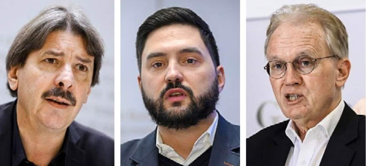 Paul Rechsteiner, Cédric Wermuth, Hans-Ulrich Bigler (v.l.).