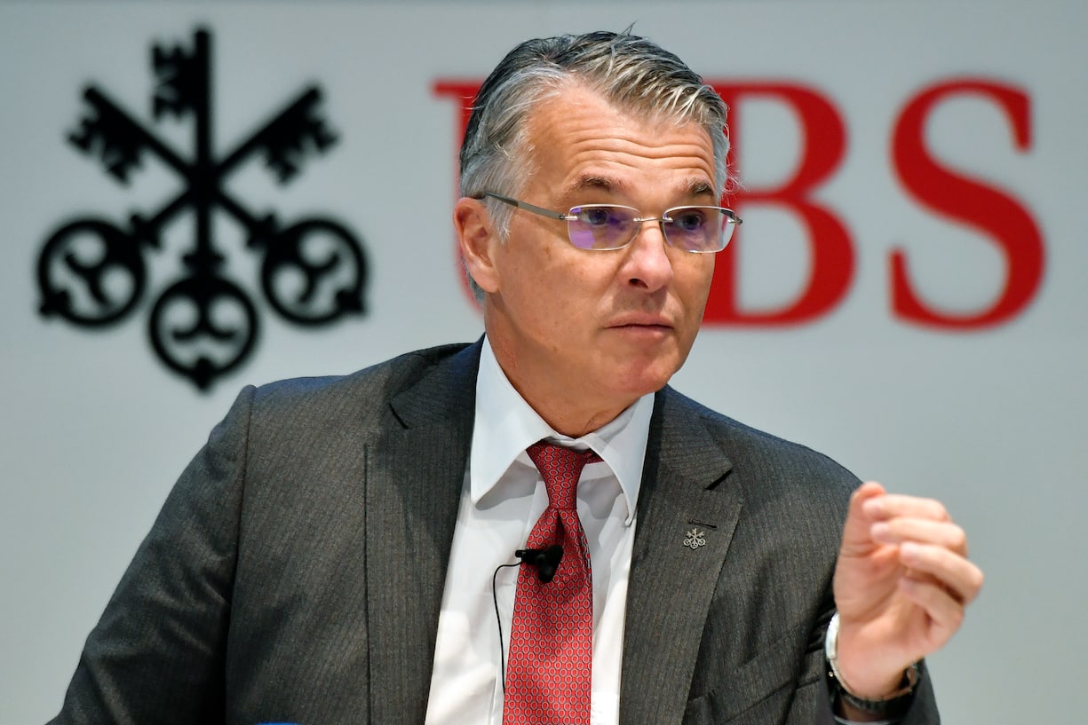 UBS CEO Sergio P. Ermotti, at a press conference announcing the bank's 2018 Full year and Fourth quarter result in Zurich, Switzerland, Tuesday, January 22, 2019. (KEYSTONE/Walter Bieri)