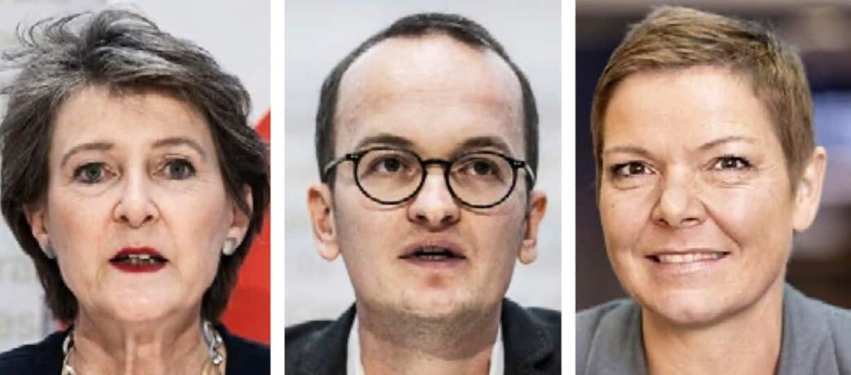 Simonetta Sommaruga, Martin Neukom, Antje Kanngiesser (v.l.).